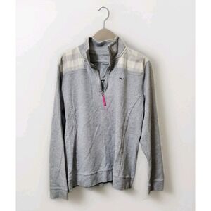 Vineyard‎ Vines Womens Gray Plaid Quarter-Zip Pullover Sweatshirt Size Small